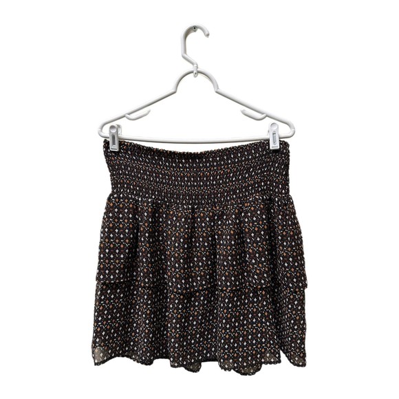 Old Navy Elastic Waist Brown Ruffled Skirt, Large, Pre-owned - Picture 1 of 6